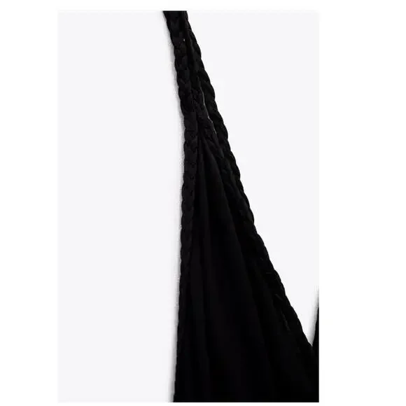 Zara Braid Strap Black Jumpsuit size Large - Picture 7 of 11